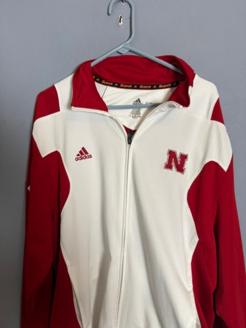 Nebraska Cornhuskers Adidas Warm‑Up Jacket Red White Size XL Read